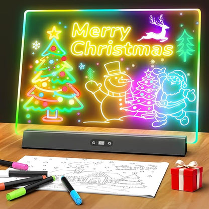 LED Note Board with Colors, Rechargeable 17-Inch Doodle Glow 9-Mode Light Up by LightUpYourCreativity