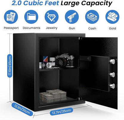 Safe Box with Fireproof Waterproof Bag, Home Safe with Keys & Pass Code & Wall - Image 2