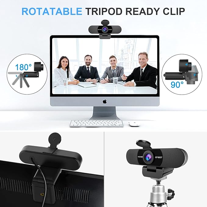 EMEET 1080P Webcam with Microphone, C960 Web Camera, 2 Mics Streaming Webcam - Image 8