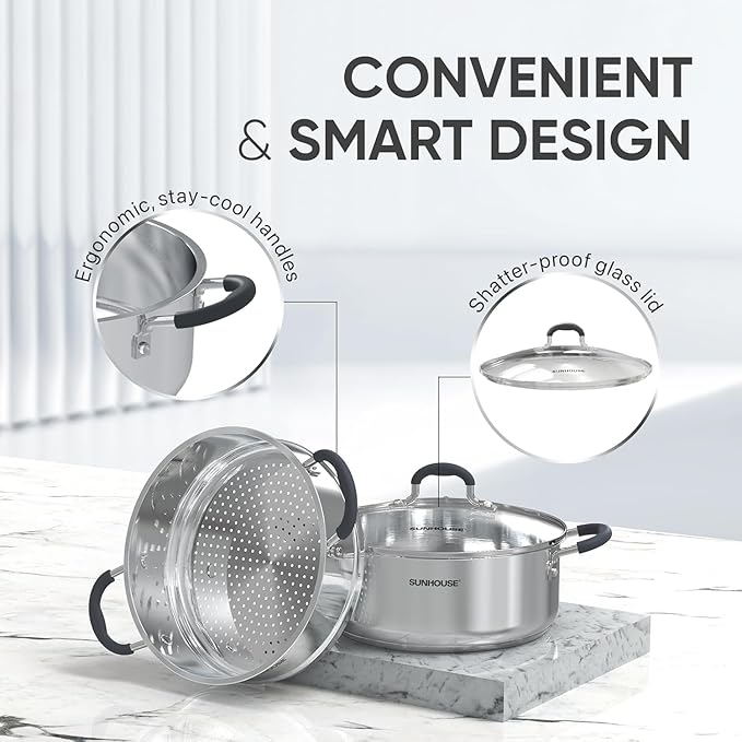SUNHOUSE - 4.6 Quart Steamer Pots - Image 3