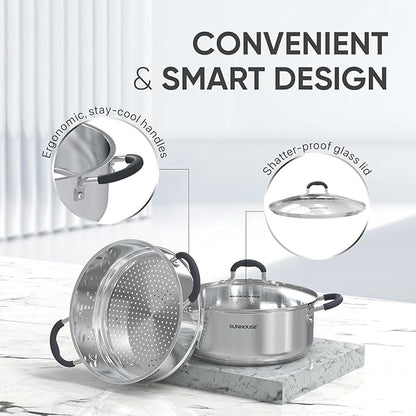 SUNHOUSE - 4.6 Quart Steamer Pots - Image 3