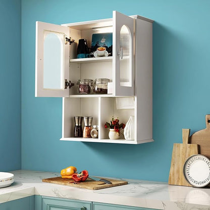 Bathroom Wall Cabinet with Lighting & Tissue Hole, Wall Mounted Glass Door - Image 8