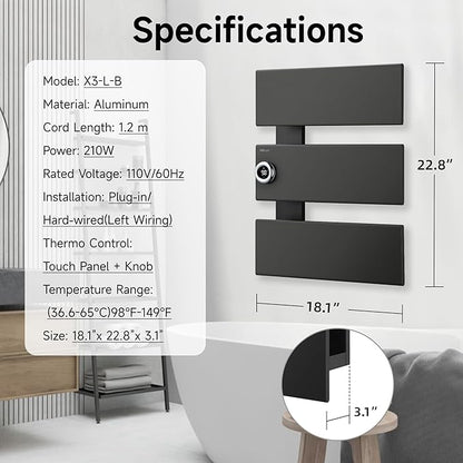 P&Bhusri Electric Heated Towel Rack, Fast Heating and Drying - Image 6