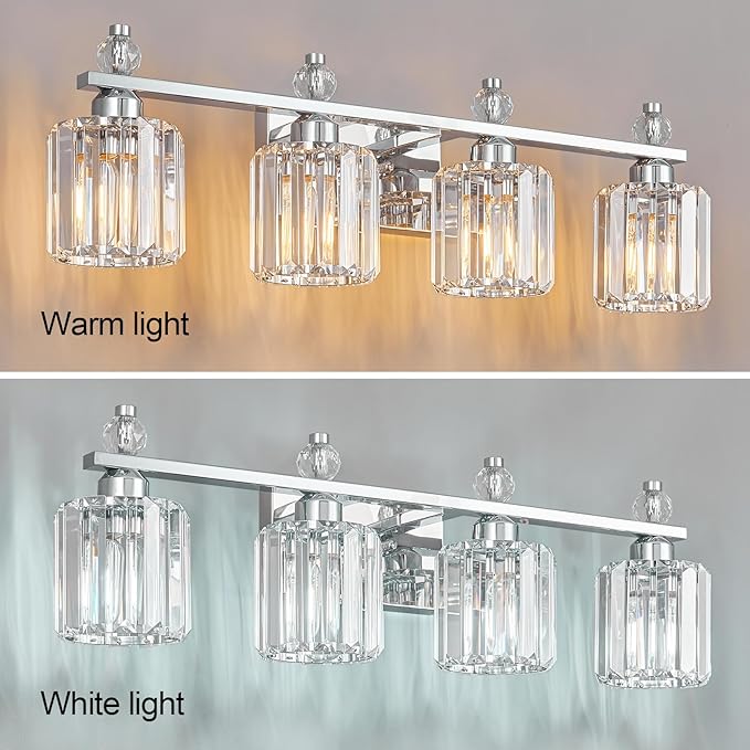 FDPBY Bathroom Vanity Lights 4-Light Chrome Modern Crystal Vanity Light - Image 2