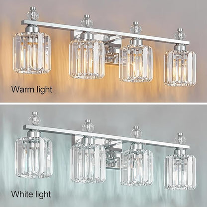 FDPBY Bathroom Vanity Lights 4-Light Chrome Modern Crystal Vanity Light - Image 2