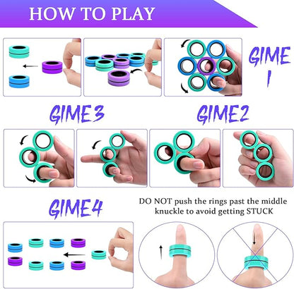 Cevioce 9 PCS Magnetic Ring Fidget Toys Set, ADHD Anxiety Magnetic Finger - Image 5