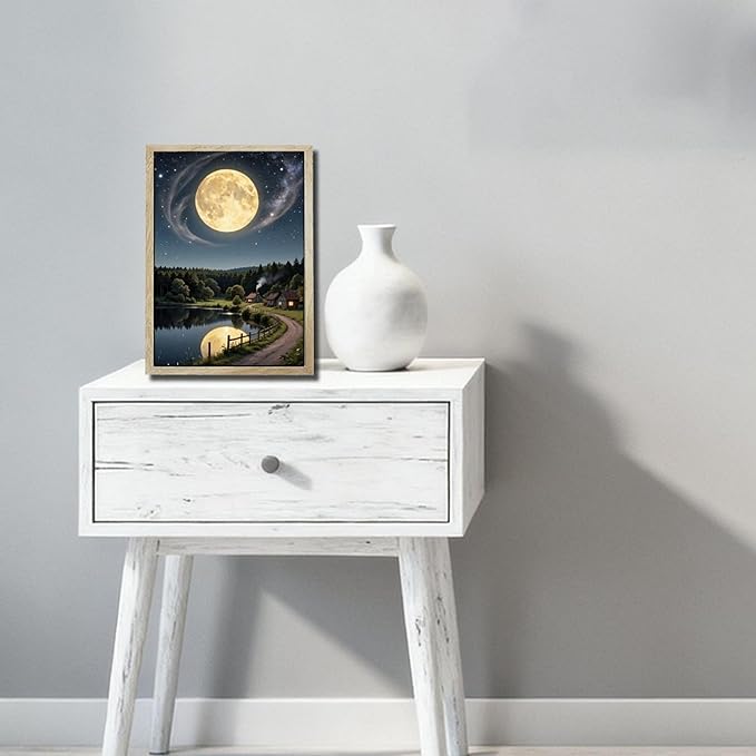 URVIP LED Glowing Photo Frame, 3D Starry-Sky Blue Moon Wall Art, 9x12 Inches - Image 5