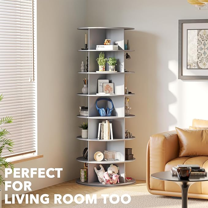SpaceAid 7 Tier Rotating Shoe Rack Tower, Spinning Shoe Display Lazy Susan - Image 6