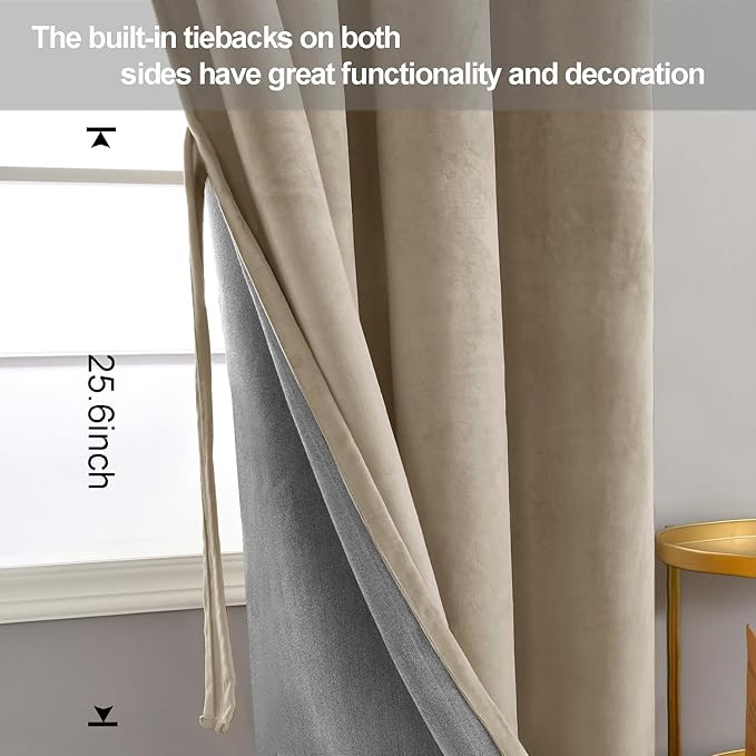 JIUZHEN Room Darkening Velvet Curtains 2 Panels Set, Luxury Window Treatment - Image 3