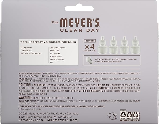 MRS. MEYER'S CLEAN DAY Scented Oil Refills, contains 4 .67 fl oz refills - Image 2