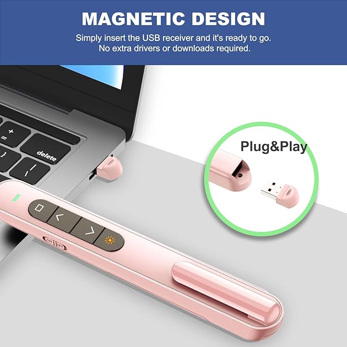 QUI Presentation Clicker for PowerPoint, RF 2.4GHz USB Wireless Presenter Remote - Image 4