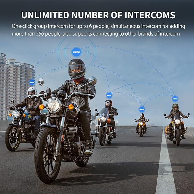 FreedConn FX Plus Motorcycle Helmet Bluetooth Headset, Auto-Join Mesh Network - Image 3