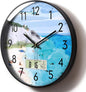 SCOAGE Silent Wall Clock with Temperature Day and Date Blue Mountain and Sea by SCOAGE