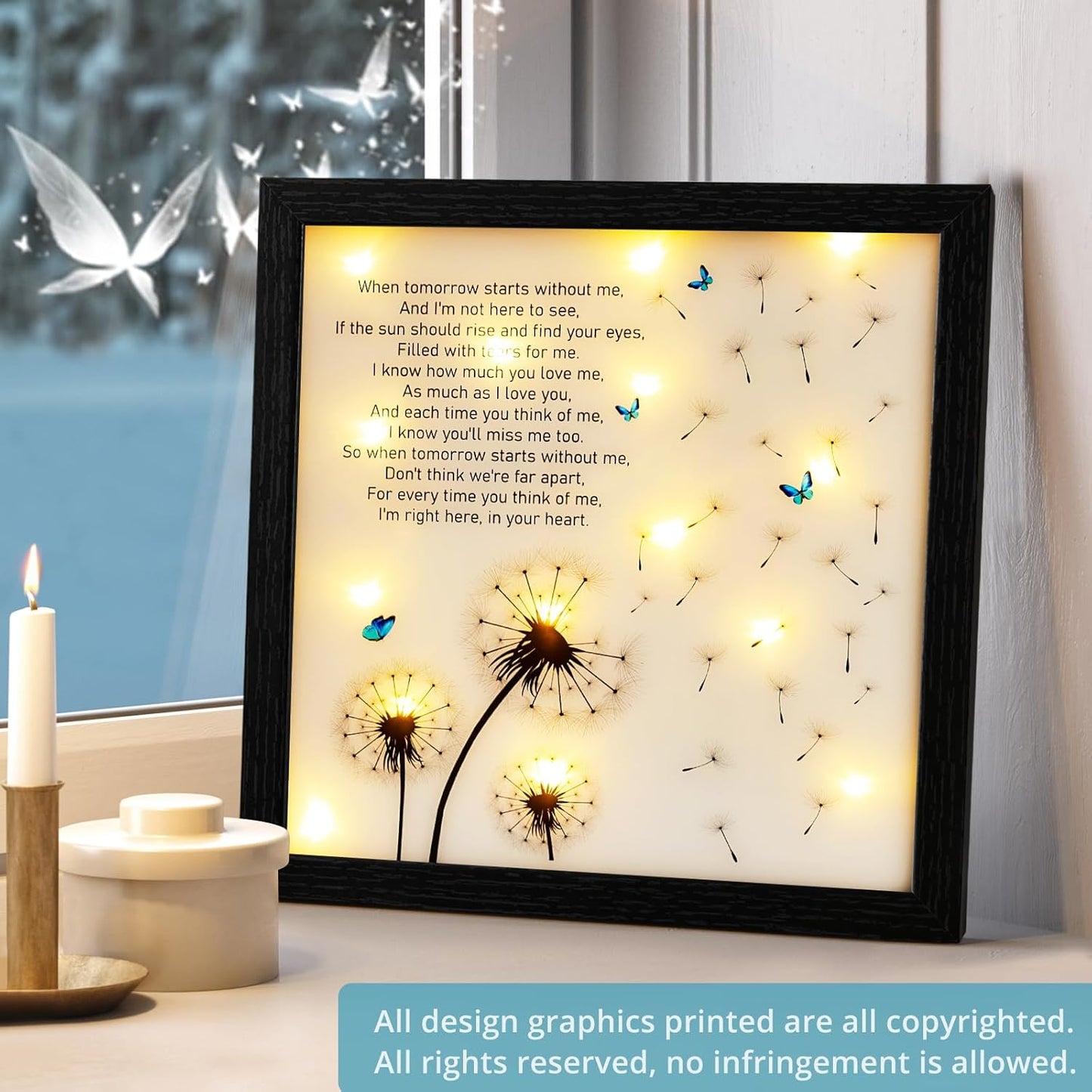 Memorial Gifts LED Shadow Box Sympathy Gift Condolences Grief Dandelion | Bereavement Gifts Ideas for Loss of Mother Mom Father Dad in Memory of Loved One Rememberance Funeral
