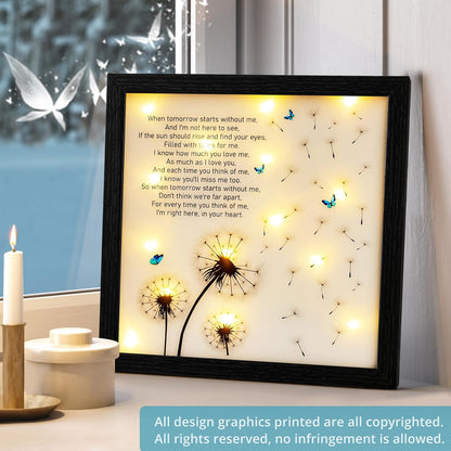 Memorial Gifts LED Shadow Box Sympathy Gift Condolences Grief Dandelion | Bereavement Gifts Ideas for Loss of Mother Mom Father Dad in Memory of Loved One Rememberance Funeral