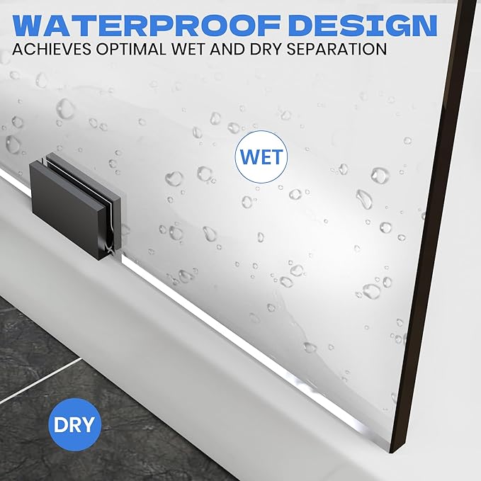 34" W x 78.75" H Shower Screen, Fixed Frameless Shower Glass Panel - Image 6