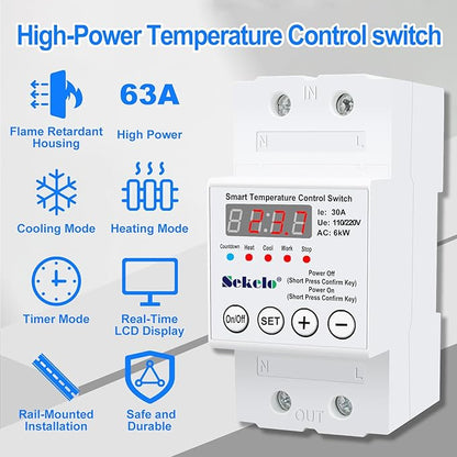 High-Power Temperature Control Switch, Rail-Mounted Digital Thermostat - Image 3