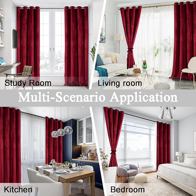 JIUZHEN Red Velvet Curtains 96 inches - Image 7