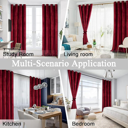 JIUZHEN Red Velvet Curtains 96 inches - Image 7
