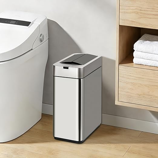 Sensor Trash Can with Butterfly Lid 2.6 Gallon Rectangular Automatic Garbage Can - Image 7