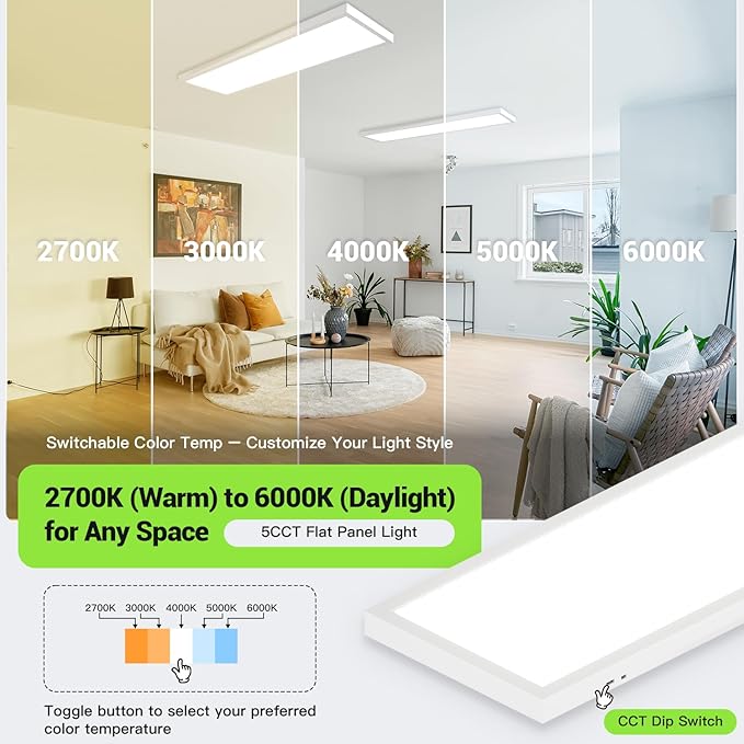 1x4 LED Flat Panel Light, Surface Mount Ceiling Light, 5CCT - Image 3
