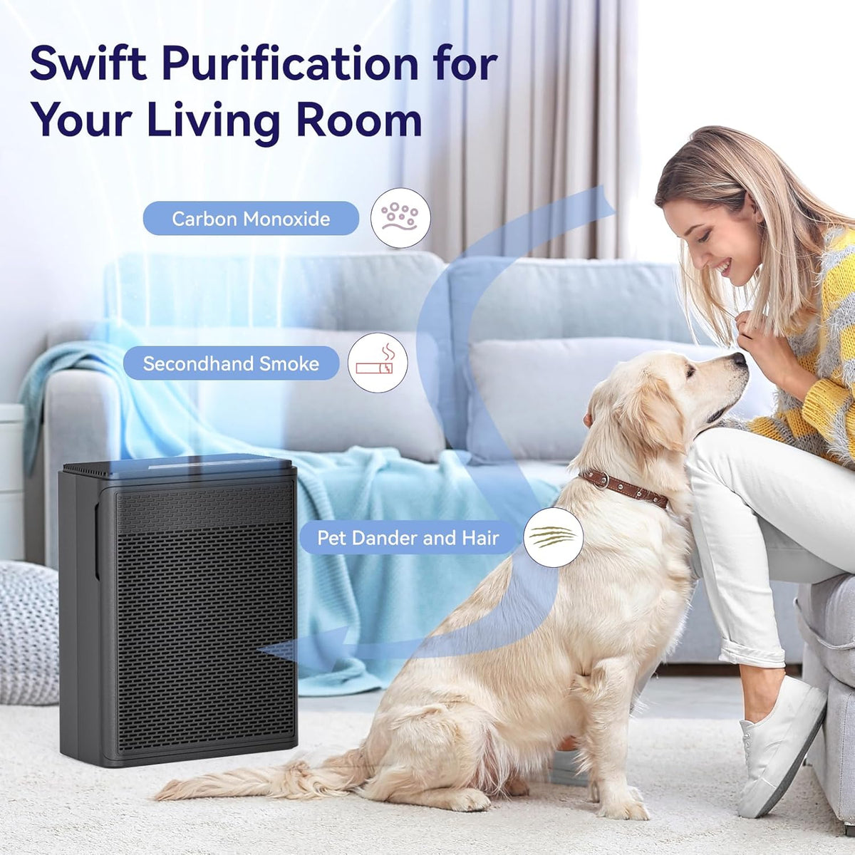 yariki air purifiers for home pets covers up showing dimensions