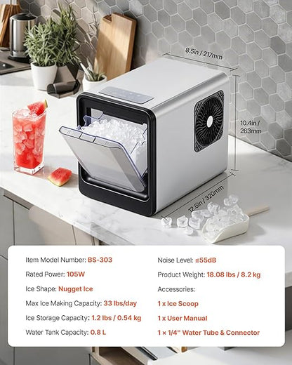VEVOR Countertop Ice Maker, 33 lbs per Day, Self-Cleaning Portable Machine - Image 7