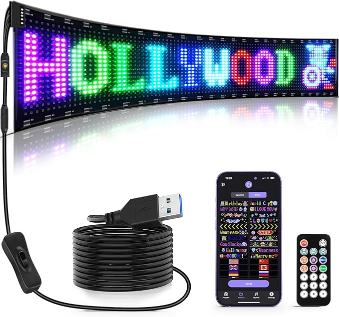 Rayhome Large Programmable LED Sign, Scrolling Bluetooth APP Control Custom by Rayhome