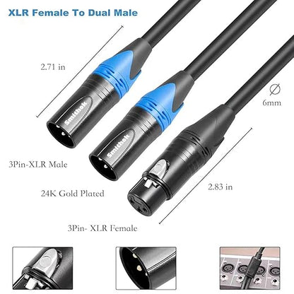 Smithok 2pack XLR Y Splitter Cable, Female to Dual Male Y Cable, Balanced - Image 5