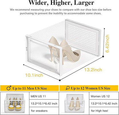 Kuject X-Large Shoe Storage Boxes Organizers Clear Plastic Stackable 12 Pack - Image 3