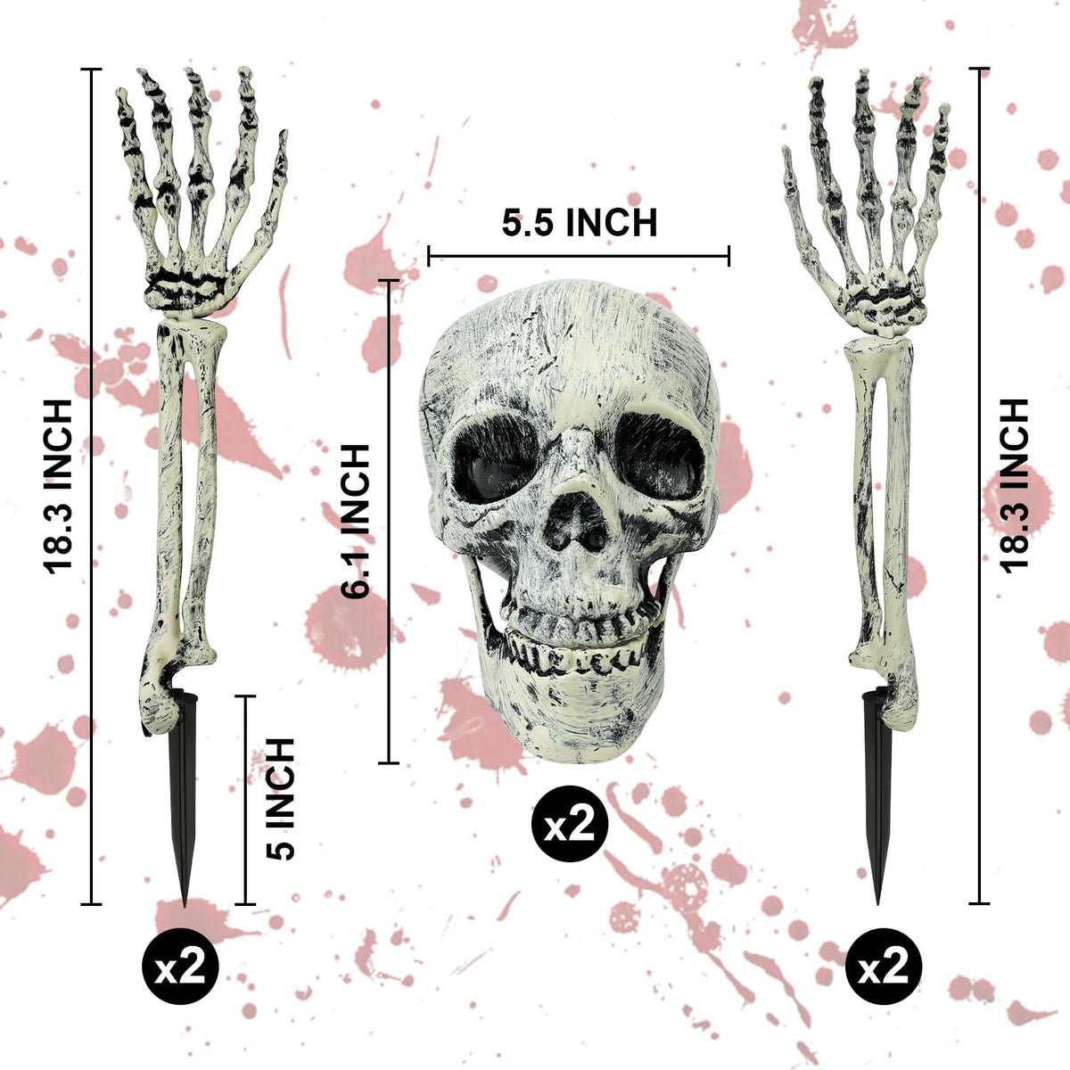 2-3 Pack Realistic Halloween Skeleton Stakes Decorations Outdoor for Yard