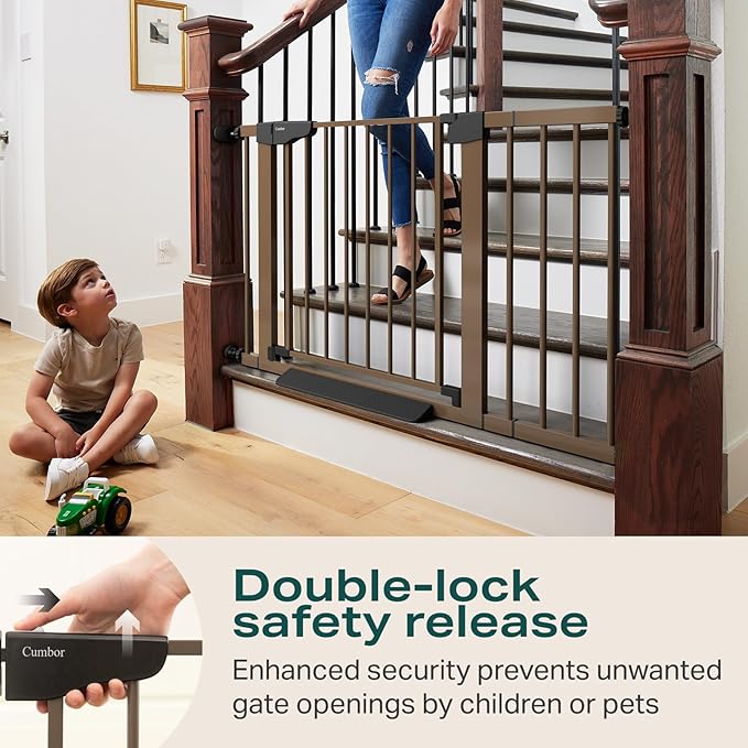 Cumbor 29.7-46" Baby Gate for Stairs, Mom's Choice Awards Winner-Auto Close Dog - Image 6