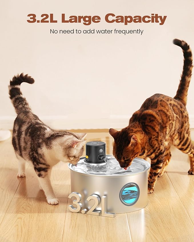 Cat Water Fountain with Motion Sensor: Rechargeable Cat Fountain Wireless - Image 6