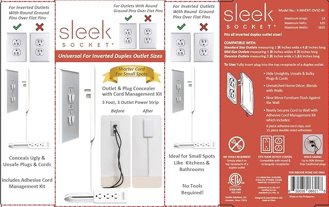 Sleek Socket Original & Patented Ultra-Thin Outlet Concealer - Image 6