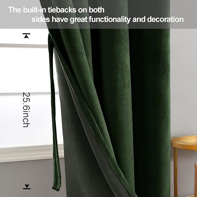 JIUZHEN Oliver Green Velvet Curtains 84 inches - Image 3