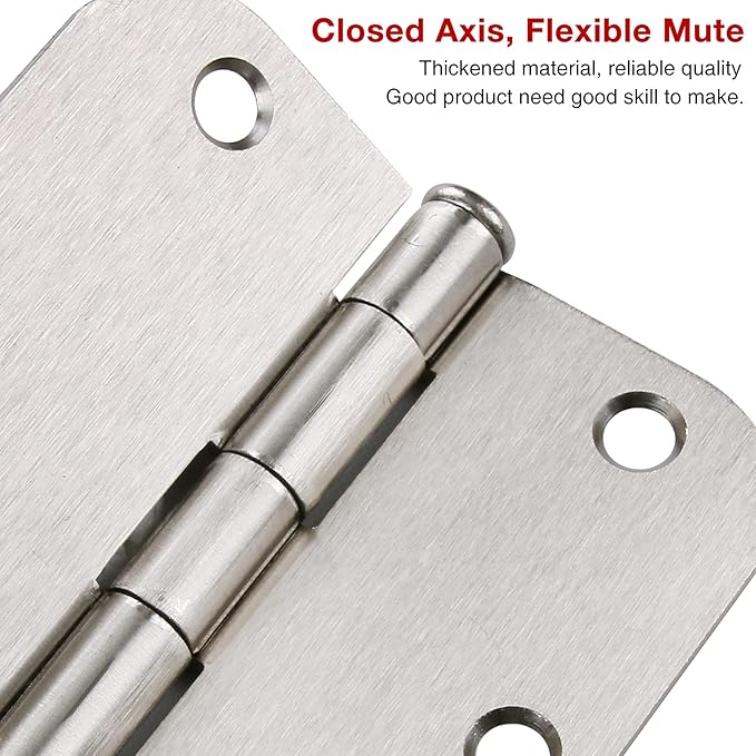 100 Pack Interior Door Hinges Brushed Nickel 3.5 inch x 3 1/2" 5/8" Round - Image 5