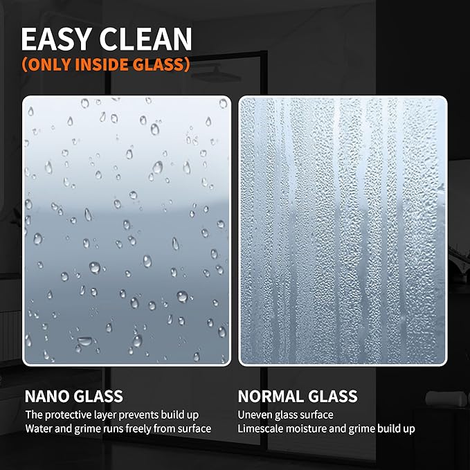 Shower Framed Glass Panel, 5/16" Tempered Glass Shower Door, Fit - Image 6