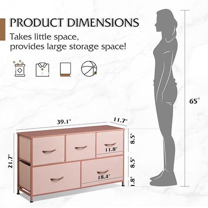 WLIVE Dresser for Bedroom with 5 Drawers, Wide Chest of Drawers, Fabric Dresser - Image 3