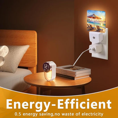 GANTINIR Watercolor Ocean Beach Sunrise Night Light, Plug-into Lounger - Image 7