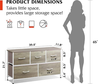 WLIVE Dresser for Bedroom with 5 Drawers, Wide Chest of Drawers, Fabric Dresser - Image 3