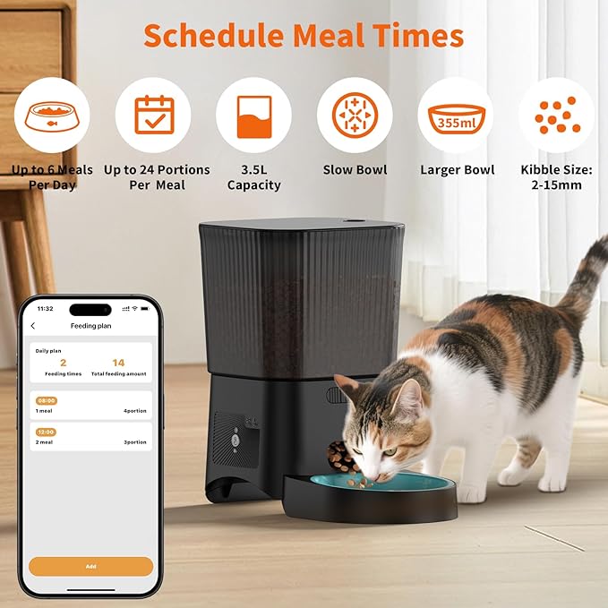 HoneyGuaridan Automatic Cat Feeder, 5G WiFi Cat Food Dispenser - Image 2