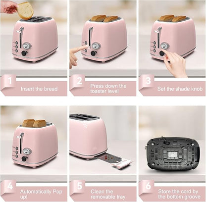 Toaster 2 slice, Retro Stainless Steel Toaster - Image 5