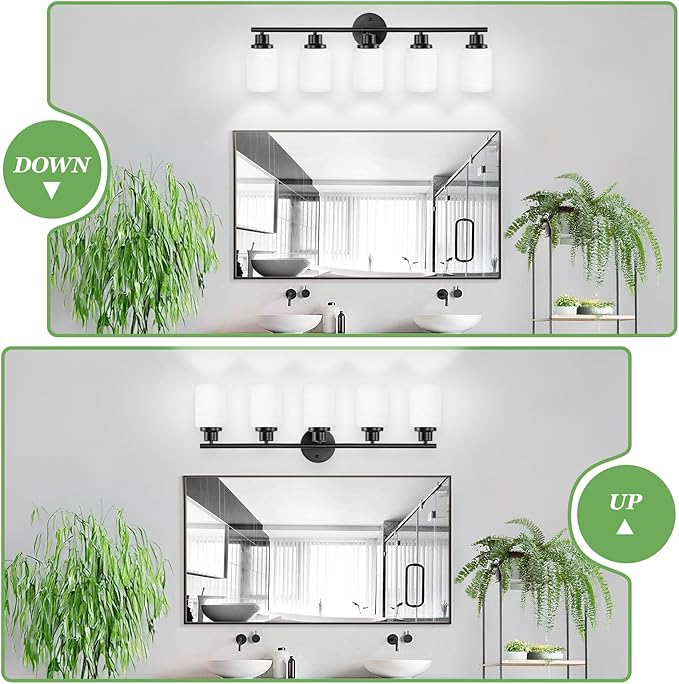 Guliaofo 5-Light Bathroom Light Fixtures, E26 Base Vanity Lights - Image 5