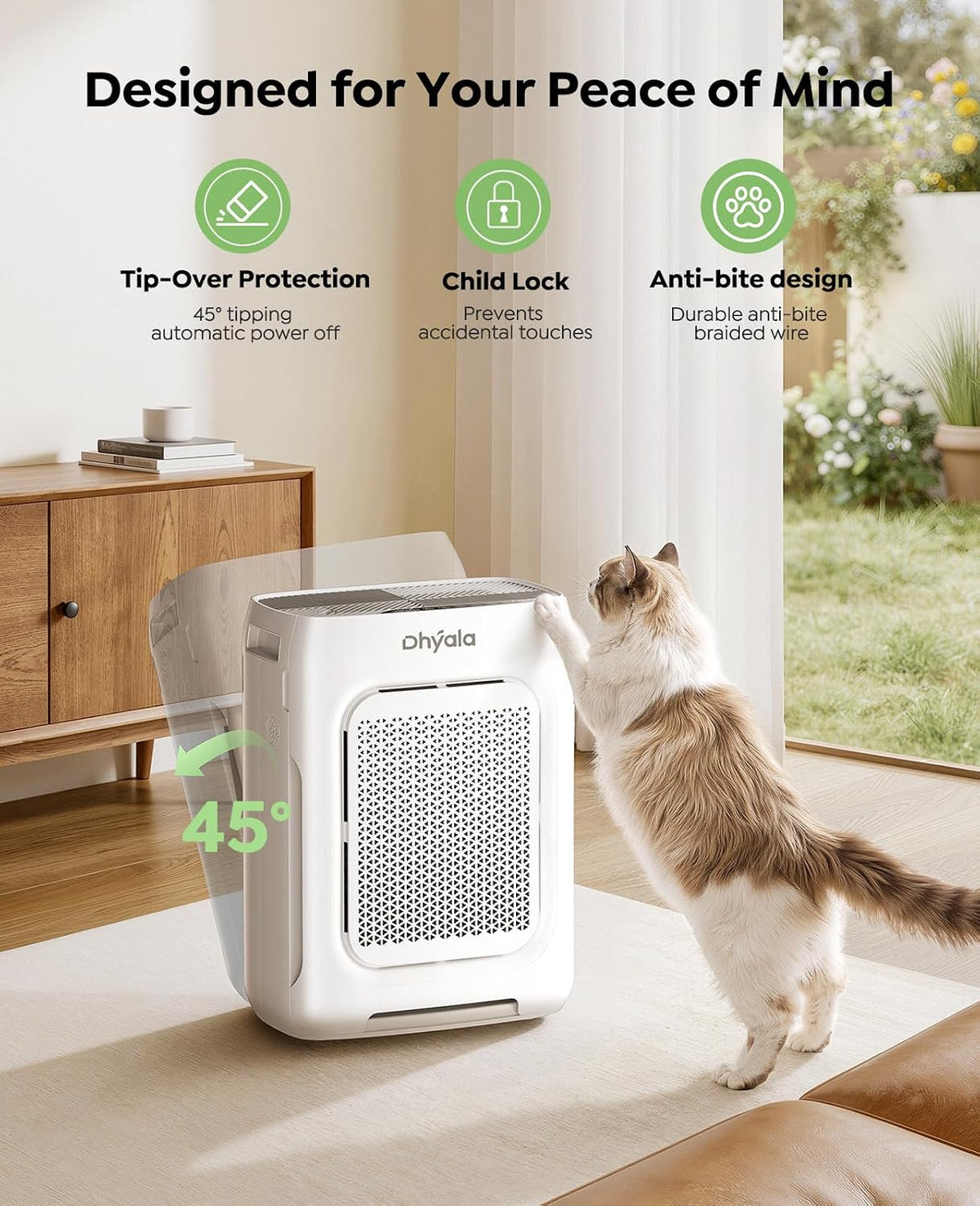 air purifier for home bedroom large room up, front angle view