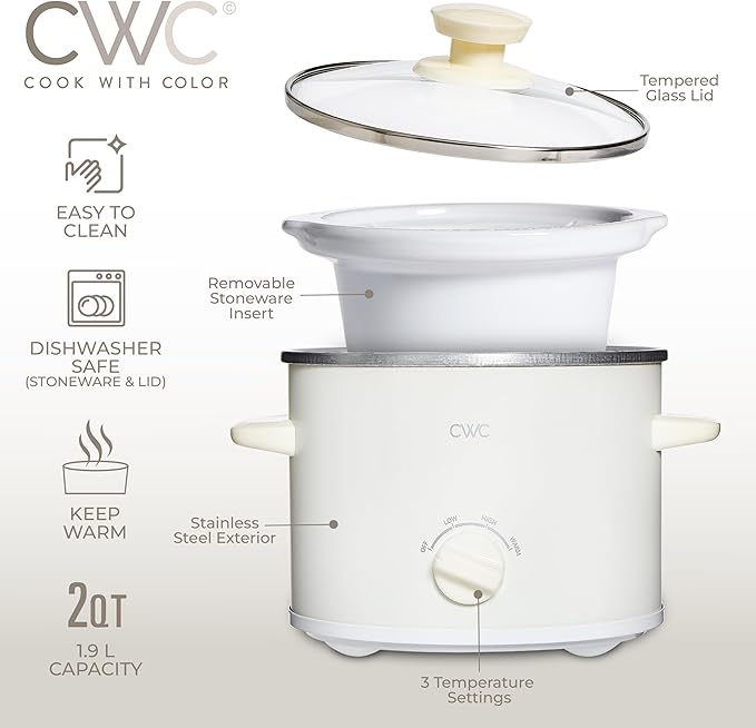 COOK WITH COLOR 2QT Mini Electric Round Slow Cooker - Image 4