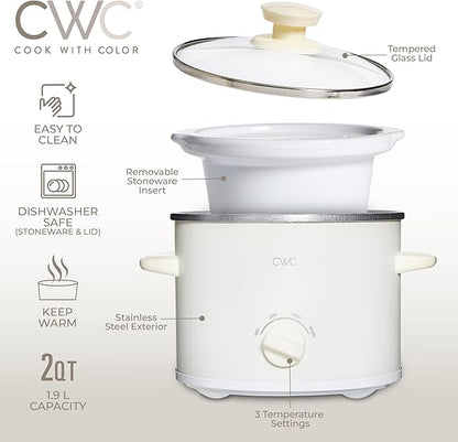 COOK WITH COLOR 2QT Mini Electric Round Slow Cooker - Image 4