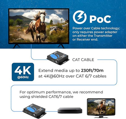 OREI 4K HDMI Extender Balun UltraHD 4K @ 60Hz 4:4:4 Over Single CAT6/7 Cable - Image 4