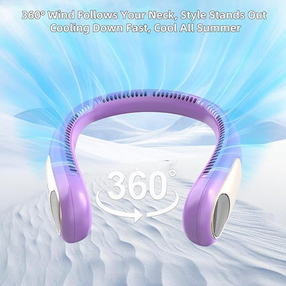 Portable Neck Fan, Personal Wearable Bladeless Fan, LED Display, 6000mAh USB - Image 2