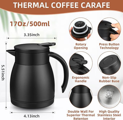 Norme 2 Pcs Thermal Coffee Carafe Insulated Stainless Steel Coffee Carafe - Image 2