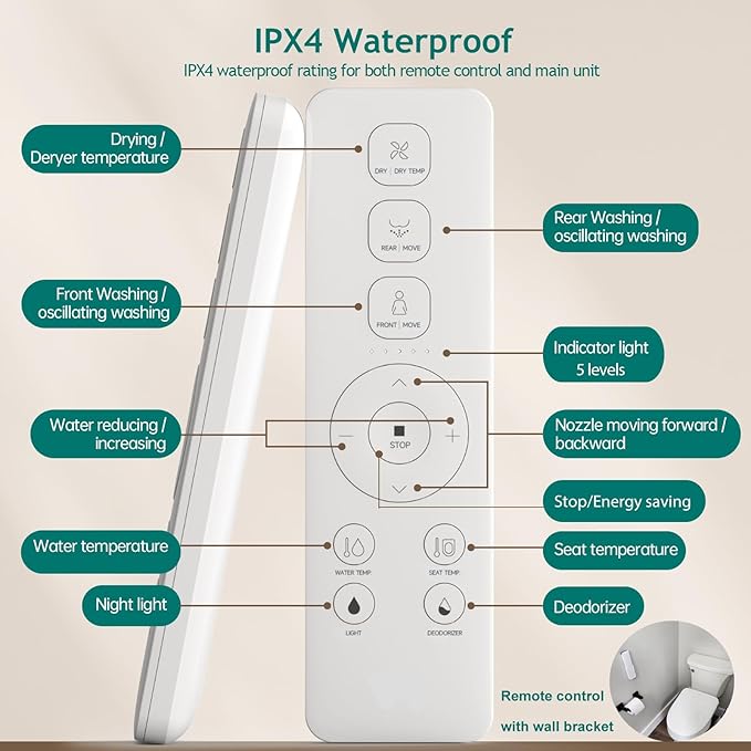 AQUATIZ Elongated Smart Toilet Bidet, Electric Toilet Seat - Image 2